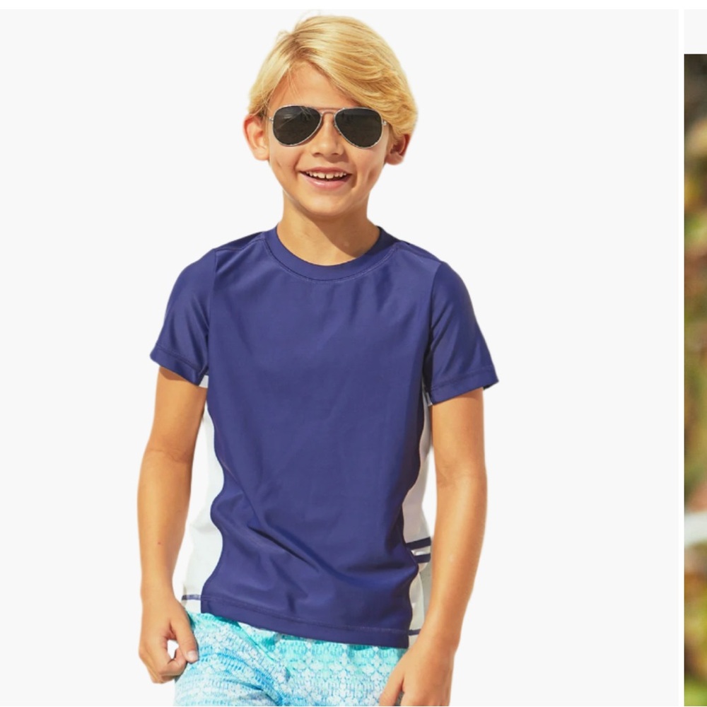 Cabana Life Navy and White Kids Rashguard